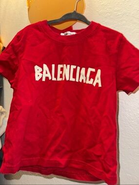 Balenciaga Kids Red Tee with White Logo
